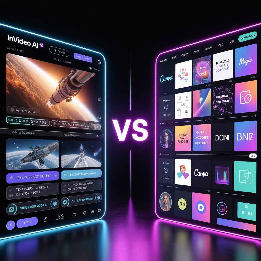 invideo ai vs canva magic video comparison for youtube