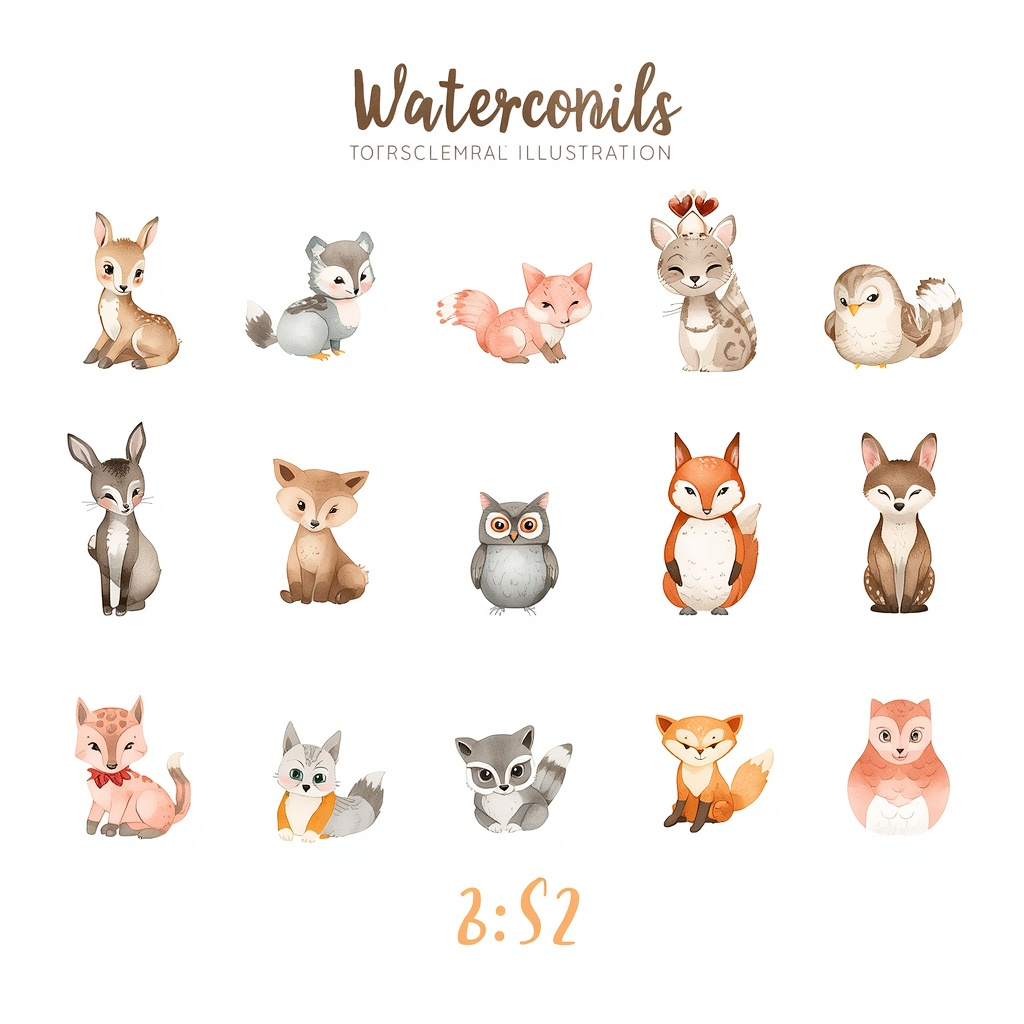 How to Create Digital Clipart with AI: 4 Easy Steps to Build Bundles isolated ai generated watercolor clipart grid layout